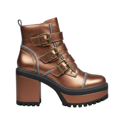 Platform Bokacsizma Fémes Hatású Szintetikus Bőr